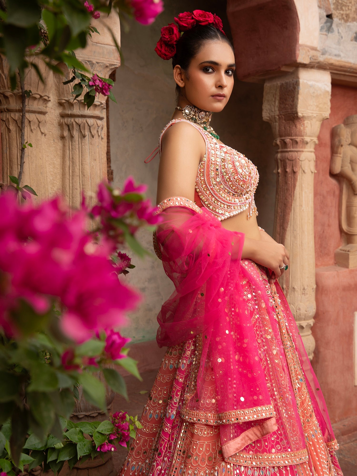 Multi-Color Party Silk Lehenga